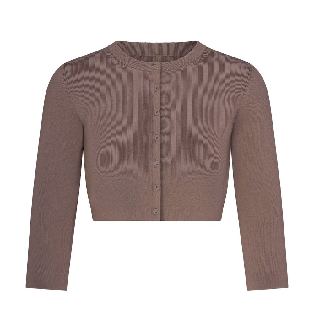 Skims Refined Knit Crop Cardigan Amethyst TP-LSL-11754W XS